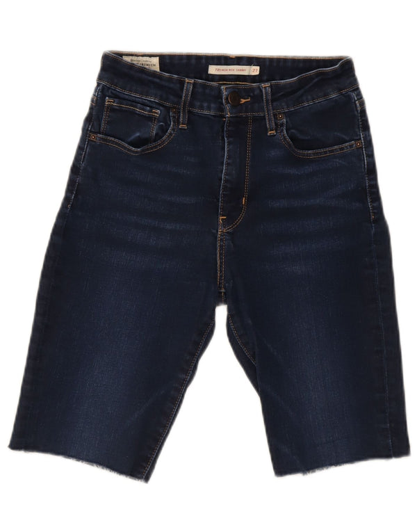 Levi's Damen 721 High Rise Skinny Denim Shorts W27 Small Marineblau
