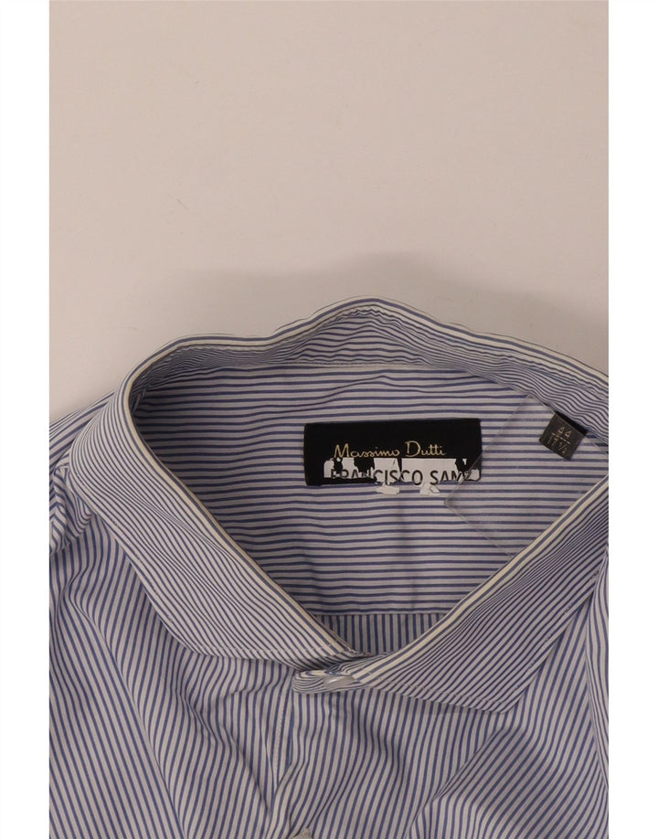 Massimo Dutti Herrenhemd Größe 44 17 1/2 XL Blauer Nadelstreifen