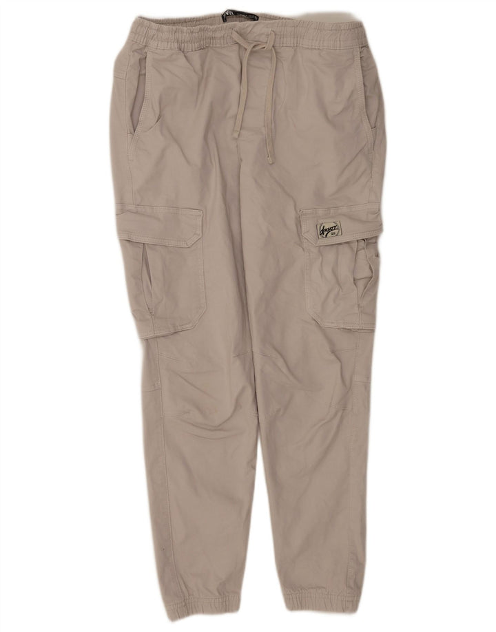 Zara Herren-Jogginghose, Cargohose, Größe M, W31, L28, Grau, Baumwolle