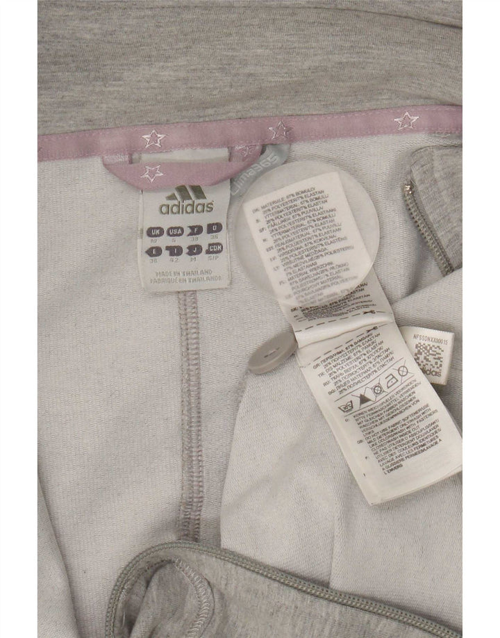 Adidas Damen Trainingsanzug Top Jacke UK 10 Small Grau Baumwolle