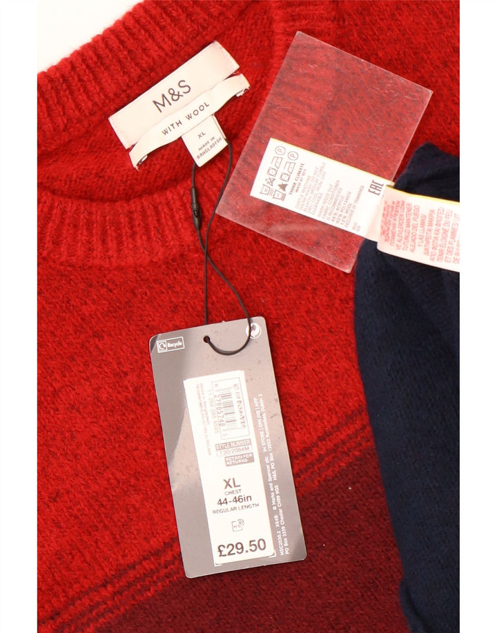 Marks & Spencer Herren-Pullover mit Rundhalsausschnitt, XL, mehrfarbig gestreift