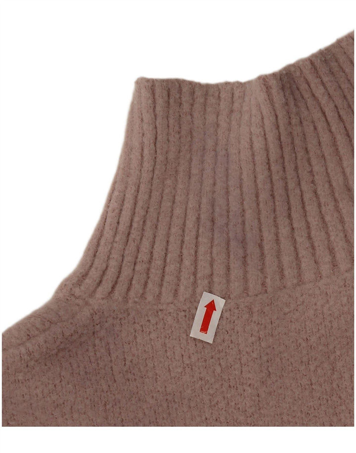 Zara Damen Crop Turtle Neck Pullover Pullover UK 10 Small Pink Nylon