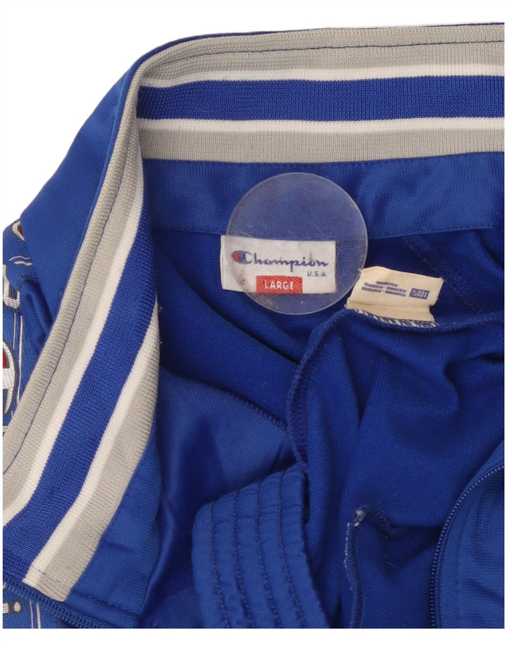 CHAMPION Herren-Trainingsanzugoberteil mit Grafik, Größe L, Blau, Polyester