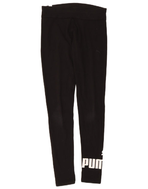 Puma Womens Graphic Leggings UK 12 Mittelschwarze Baumwolle