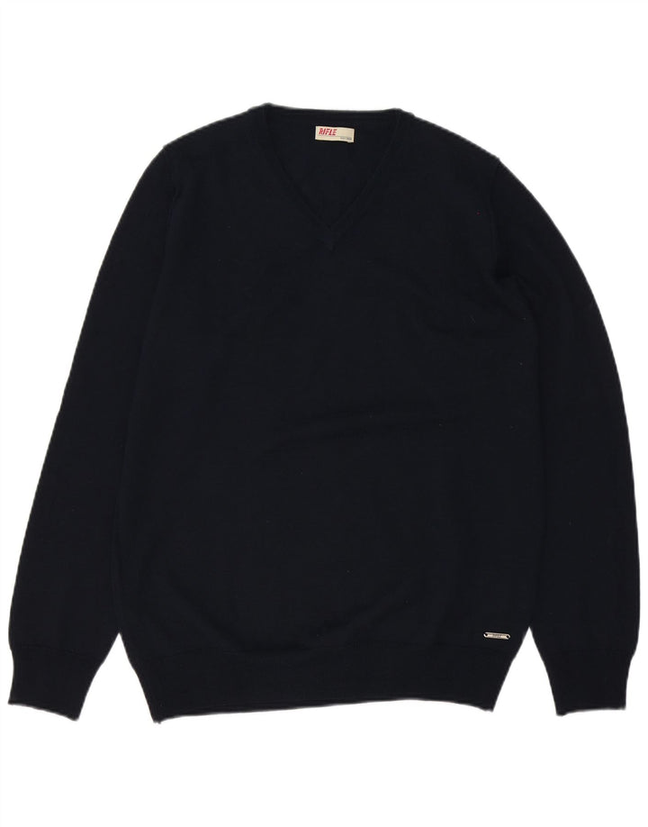 Rifle Herren-Pullover mit V-Ausschnitt, Größe S, Marineblau, Acryl
