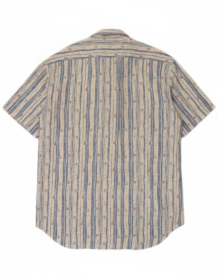 Calvin Klein Herren-Kurzarmhemd aus mittelweiß gestreifter Baumwolle