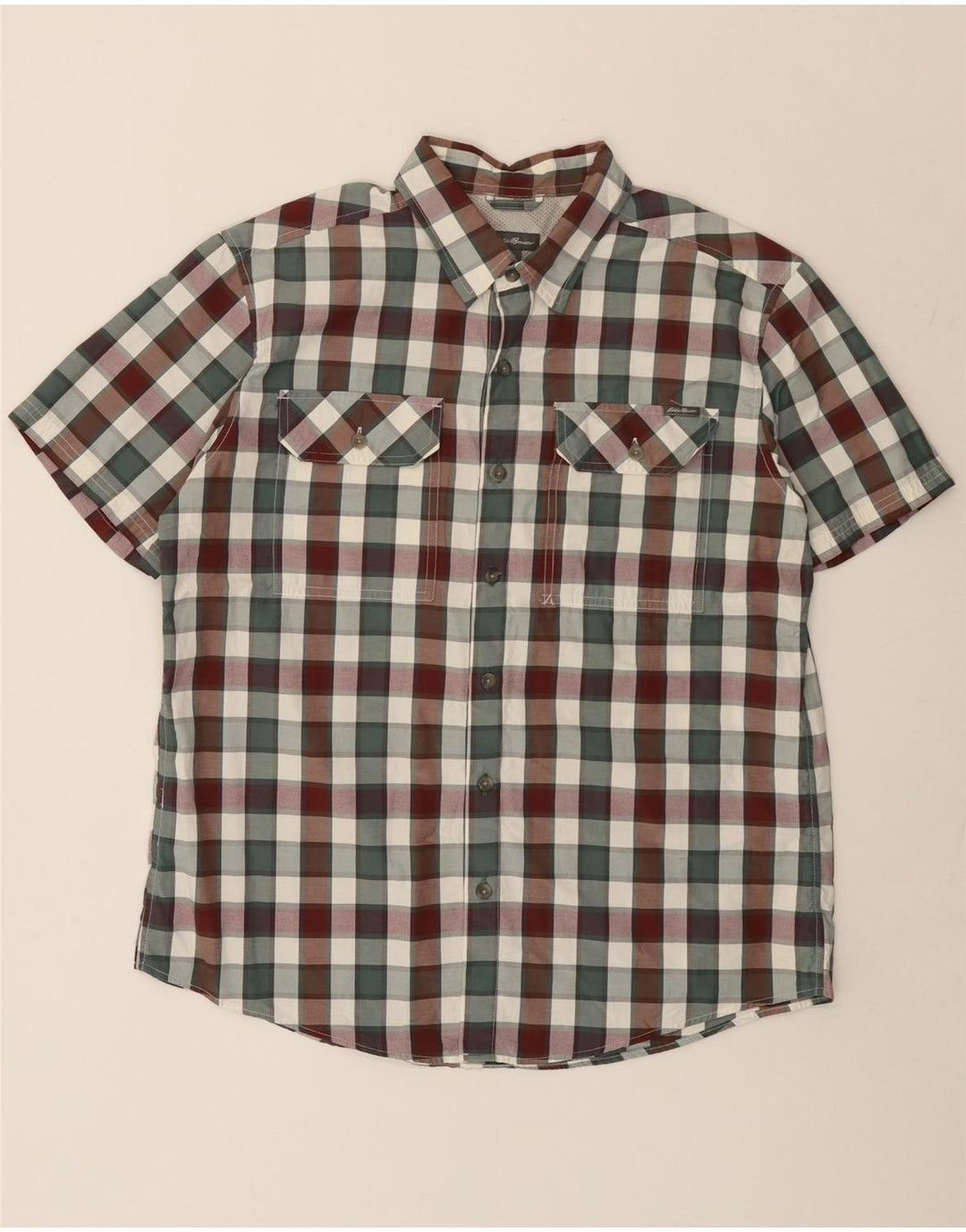 EDDIE BAUER Herren-Kurzarmhemd, groß, mehrfarbig, kariert, Baumwolle