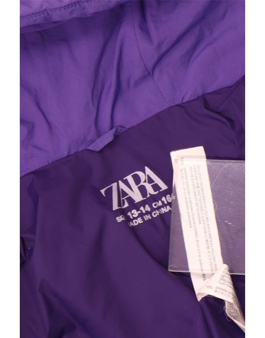 Wattierte Jacke mit Kapuze von Zara für Mädchen, 13–14 Jahre, lila, Polyester