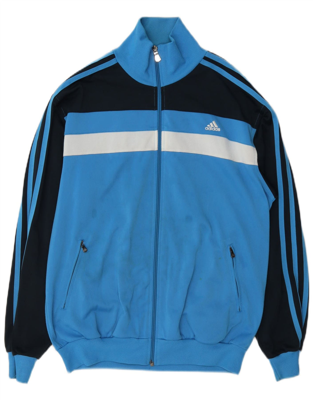 Adidas Herren-Trainingsanzug-Oberteiljacke UK 36/38 Small Blue Colourblock Polyester