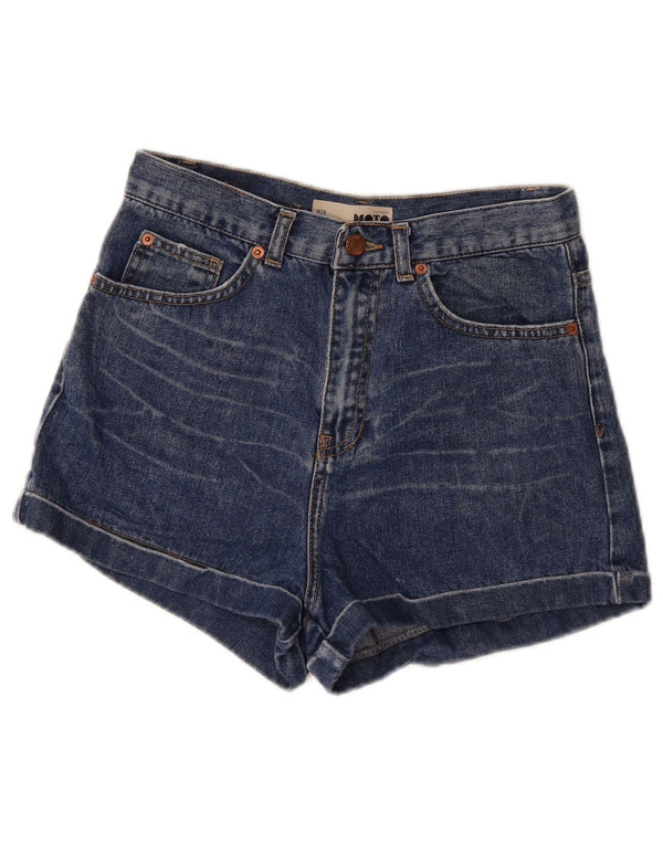Topshop Damen-Jeansshorts mit hoher Taille, W28, mittelmarineblaue Baumwolle