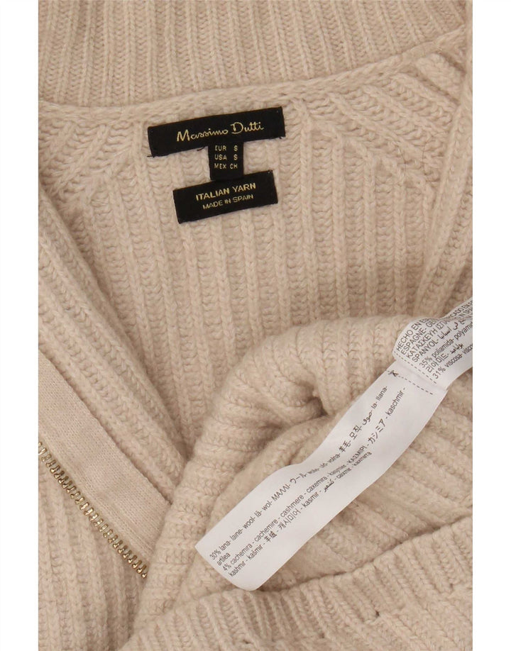 Massimo Dutti Damen-Strickjacke in Übergröße, Gr. 10, Größe S, Beige, Wolle