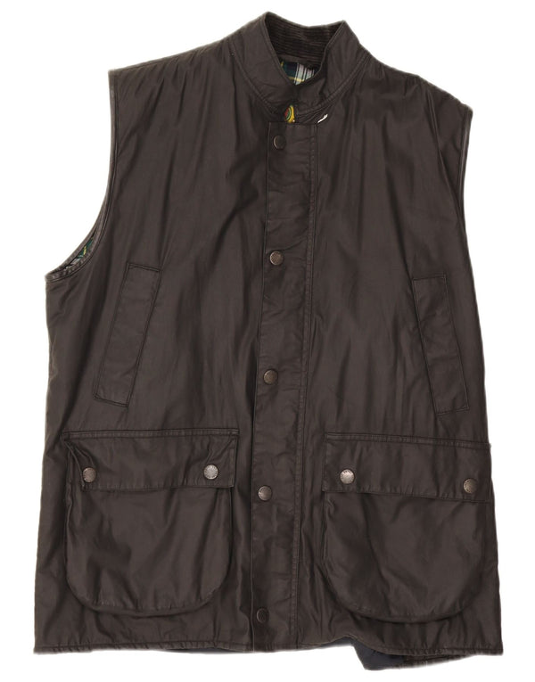 Vintage Herren-Weste aus gewachster Baumwolle, UK 40, große schwarze Baumwolle