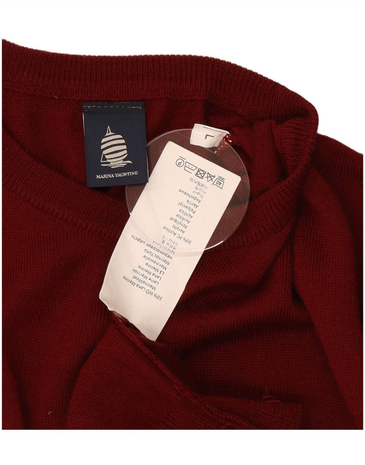 Marina Yachting Herren-Pullover mit Rundhalsausschnitt, groß, bordeauxrote Wolle