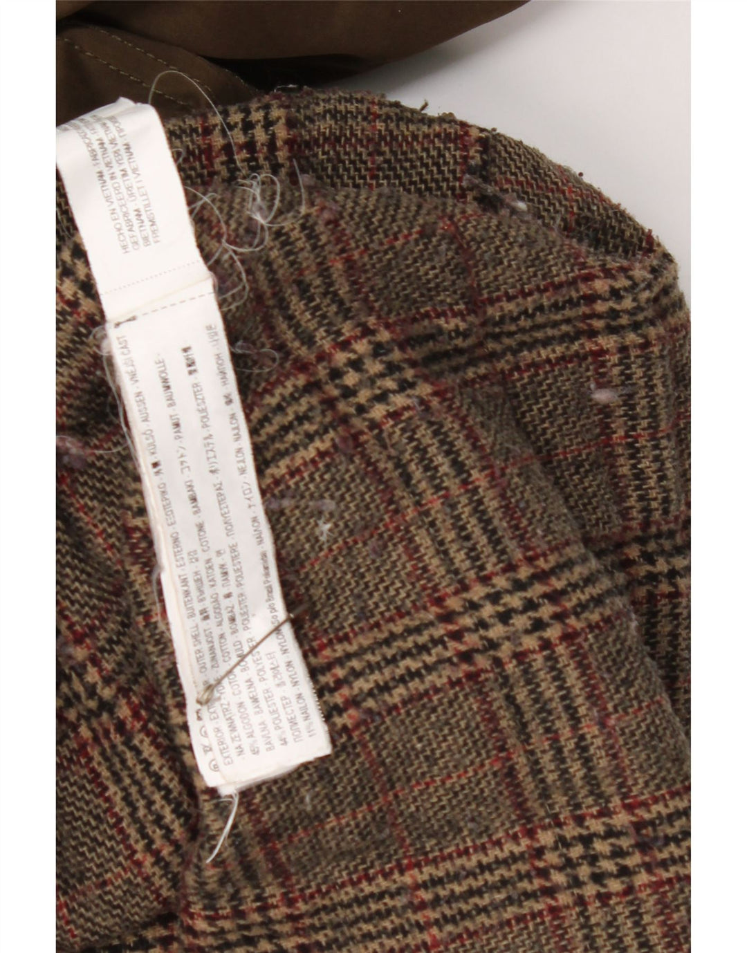 Zara Damen-Parka mit Kapuze, UK 14, mittlere Khaki-Karo-Baumwolle