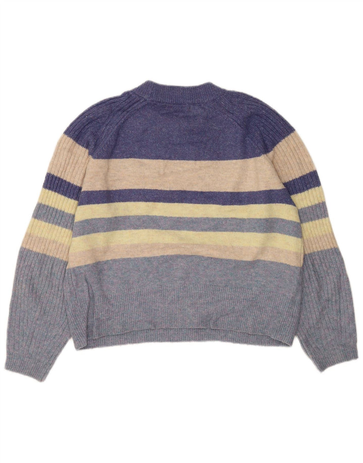 Marks & Spencer Damen Pullover mit Rundhalsausschnitt, UK 14, Mittelblau gestreift