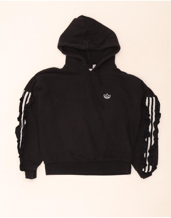 Adidas Damen Relaxed Fit Hoodie Pullover UK 6 XS Schwarz Baumwolle