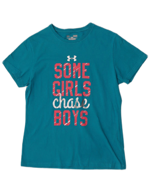Under Armour Mädchen-T-Shirt mit Grafik, 11–12 Jahre, Größe L, Türkis