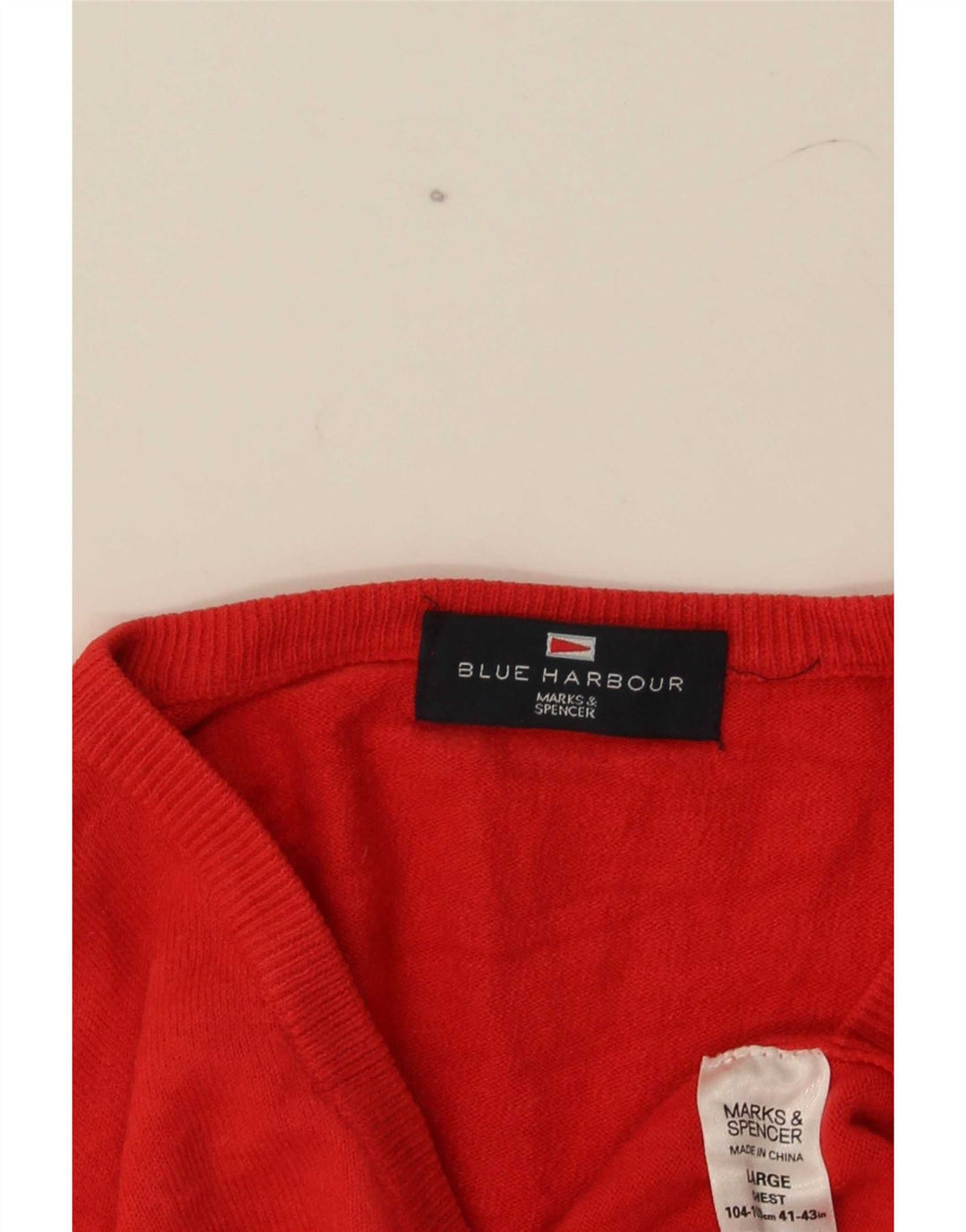 Marks & Spencer Herren Blue Harbor V-Ausschnitt Pullover Pullover Large Rot Acryl