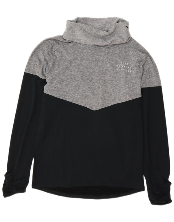 Nike Damen Therma-Fit Rollkragen-Sweatshirtpullover, klein, grau, Farbblock