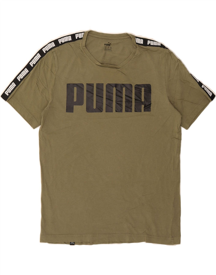 PUMA Mens Graphic T-Shirt Top Medium Khaki Cotton Vintage Puma and Second-Hand Puma from Messina Hembry 