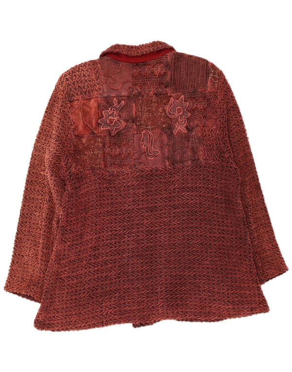 Vintage Damen Bomberjacke UK 14 Medium Maroon Floral