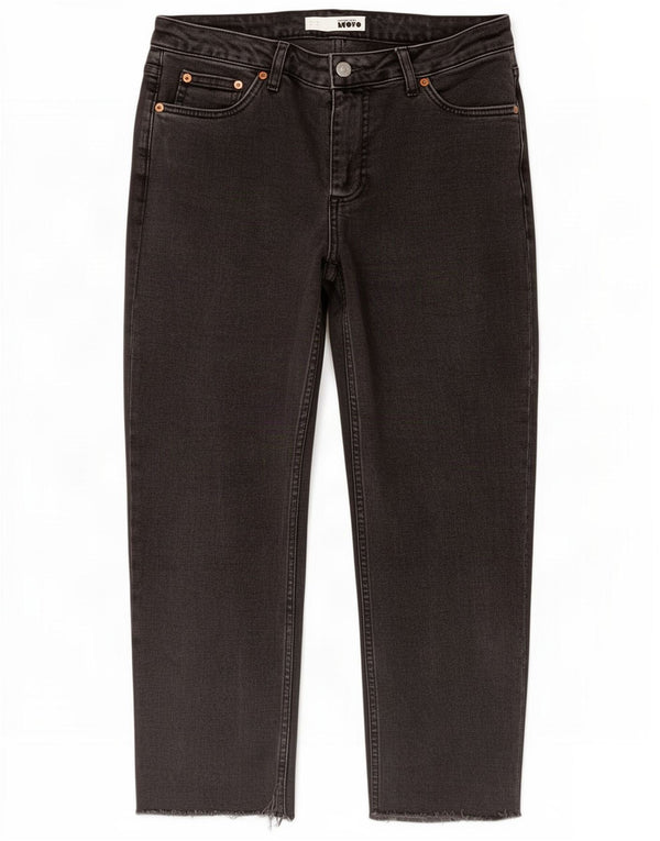 Topshop Damen-Jeans mit hohem Bund, kurz geschnitten, W30, L23, Schwarz, Baumwolle