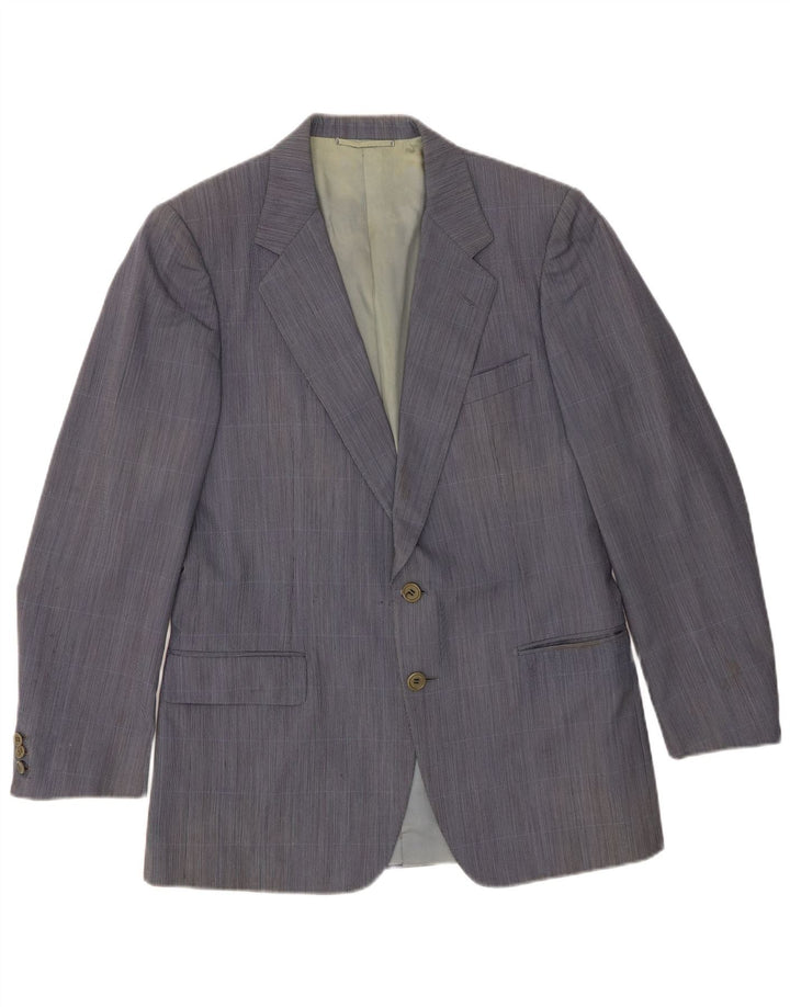 Burberrys Herren-Blazer mit 2 Knöpfen, IT 48, mittelblau karierte Wolle