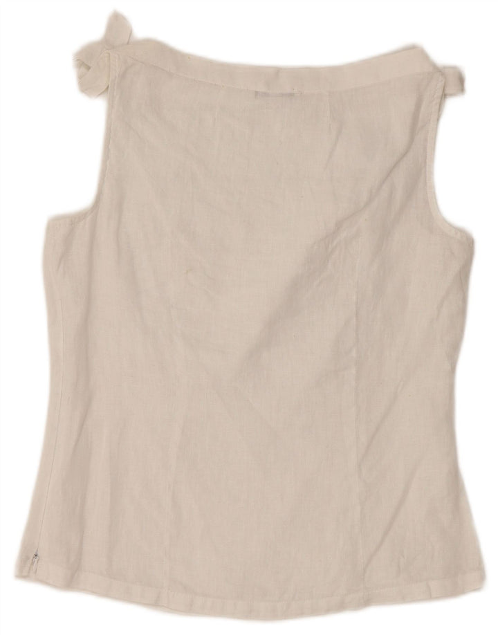 NARACAMICIE Damen ärmelloses Blusen-Top, Größe S, Weiß