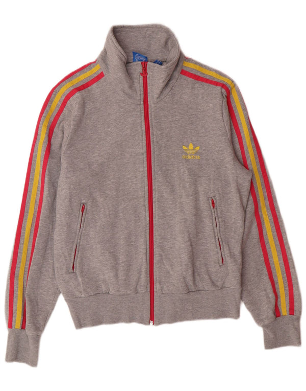 ADIDAS Damen Grafik-Trainingsanzugoberteil, UK 14, mittelgraues Polyester