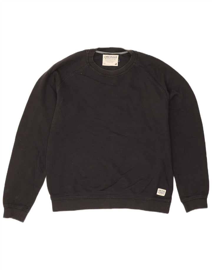 Jack & Jones Herren-Sweatshirt, Pullover, groß, aus schwarzer Baumwolle