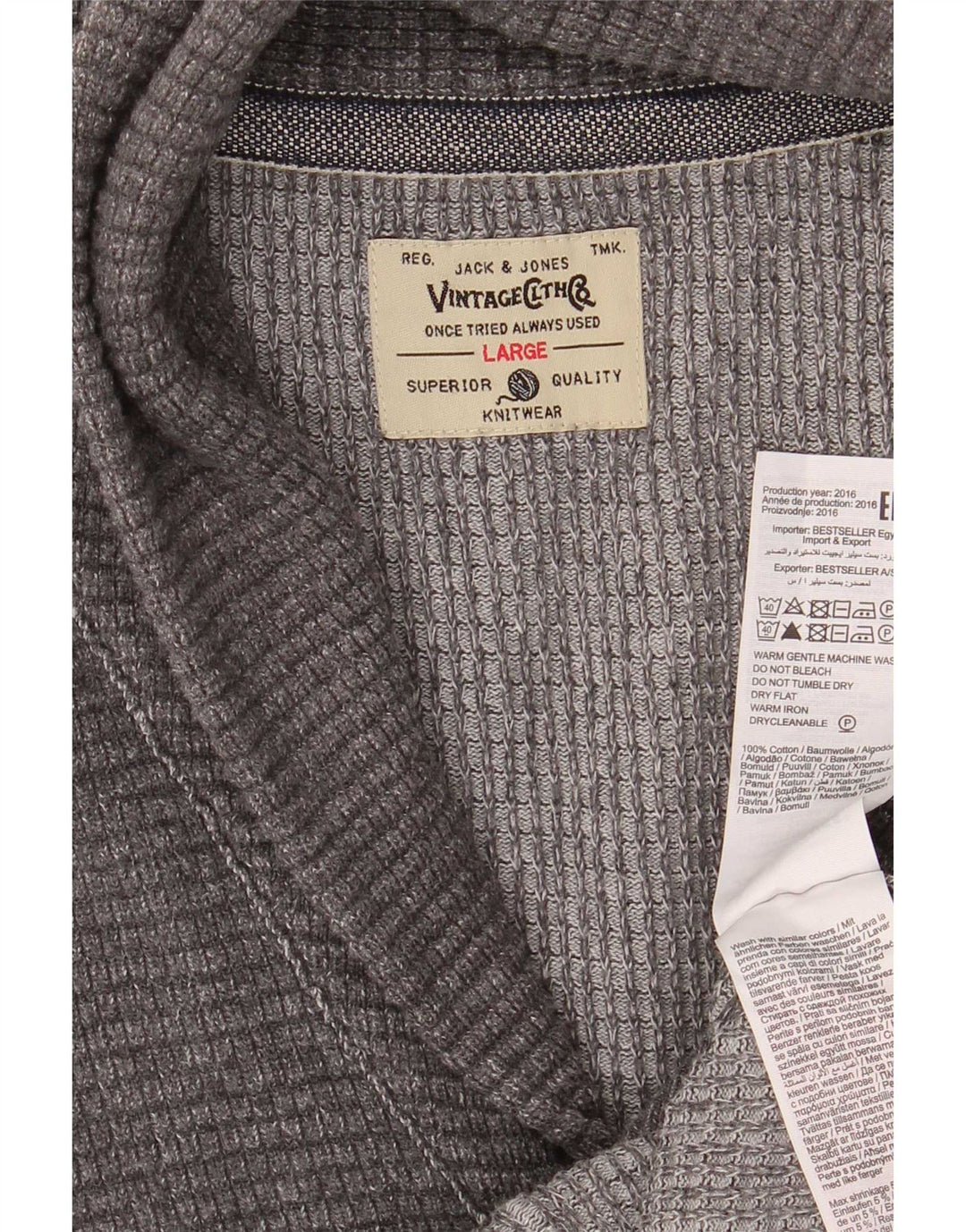 Jack & Jones Herren-Strickjacke, groß, graue Baumwolle