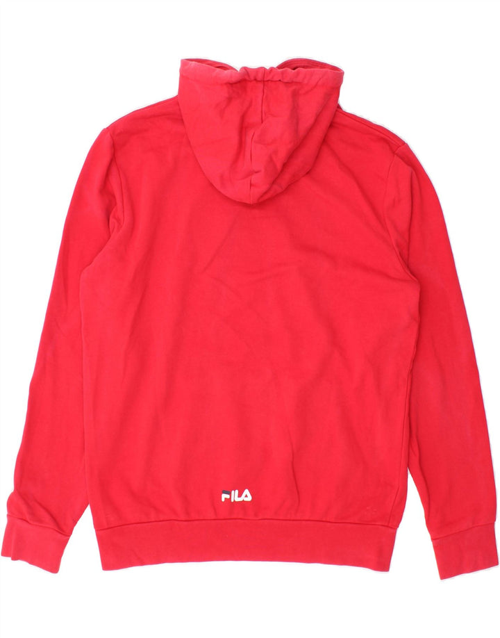 FILA Mens Graphic Hoodie Jumper Small Red Cotton Vintage Fila and Second-Hand Fila from Messina Hembry 