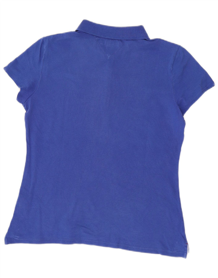 TOMMY HILFIGER Damen Poloshirt UK 12 Mittelblaue Baumwolle