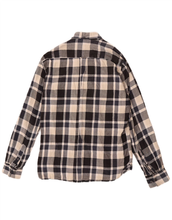 French Connection Herren-Flanellhemd, mittelblau, kariert, Baumwolle