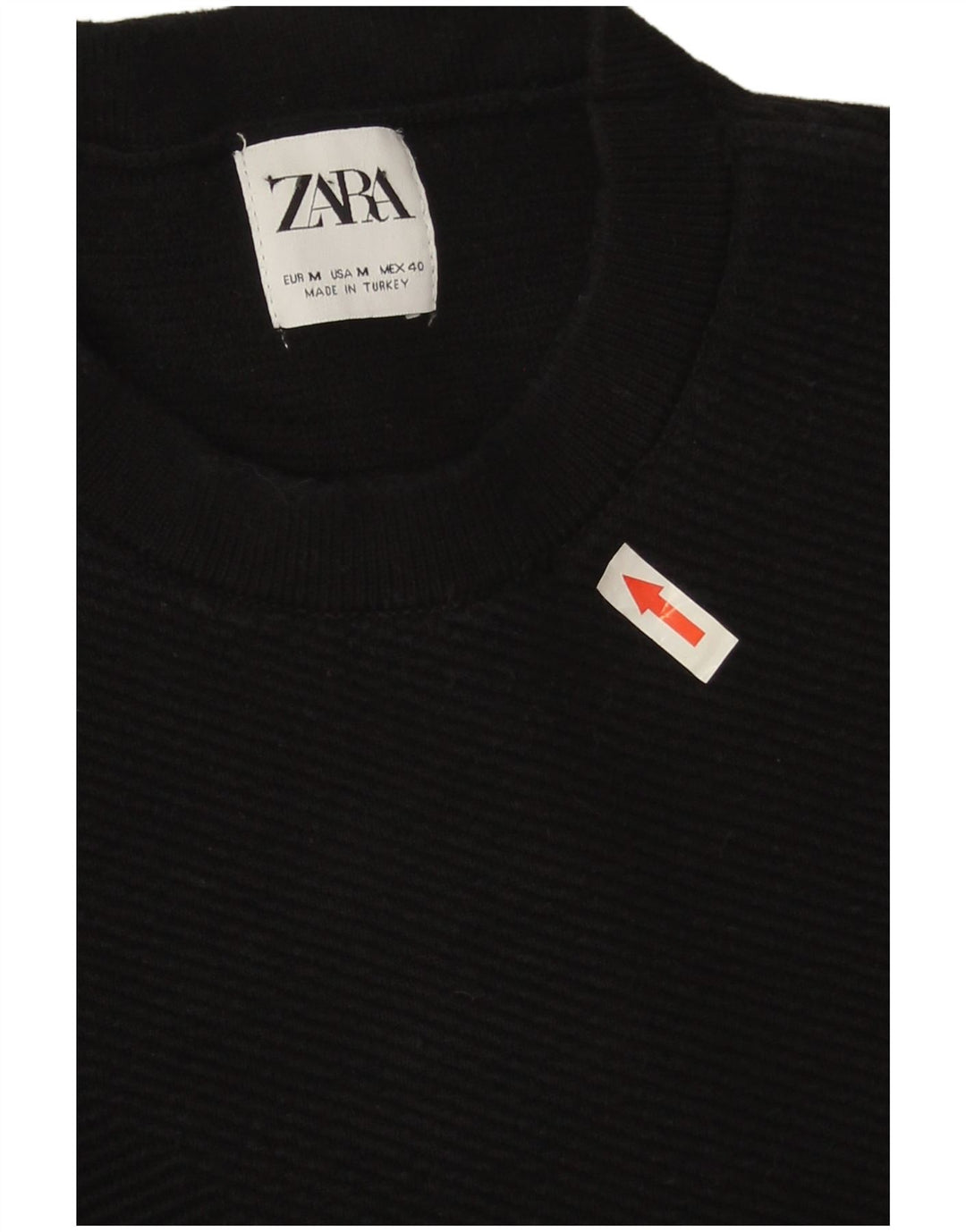 Zara Herren-Pullover mit Rundhalsausschnitt, mittlere schwarze Baumwolle