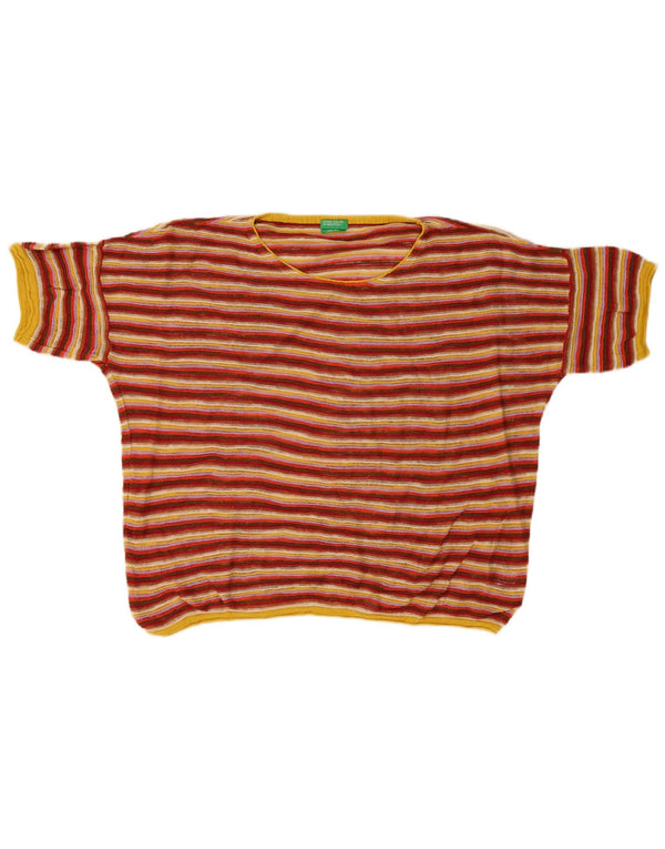 Benetton Damen-Pullover in Übergröße mit U-Boot-Ausschnitt, Gr. 10, Größe S, mehrfarbig