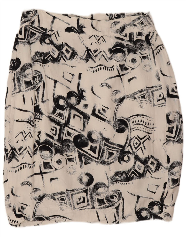 Vintage Damen Wickelrock IT 44 Medium W26 Weiße geometrische Viskose