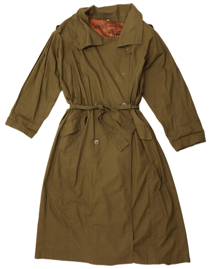 VINTAGE Damen Trenchcoat EU 40 Medium Khaki Baumwolle