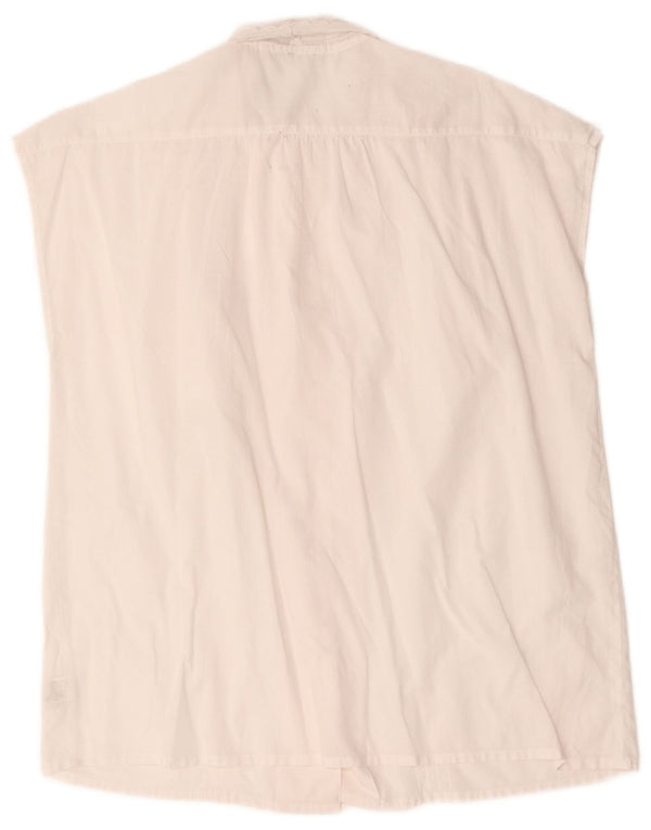 Vintage Damen Ärmellose Hemdbluse IT 50 XL Weiße Baumwolle