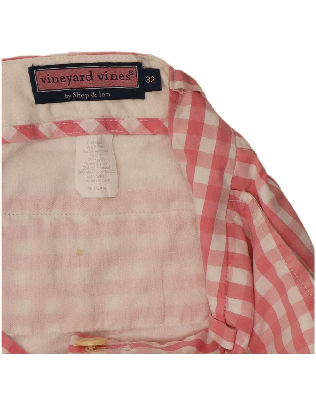 VINEYARD VINES Mens Chino Shorts W32 Medium  Pink Gingham Cotton
