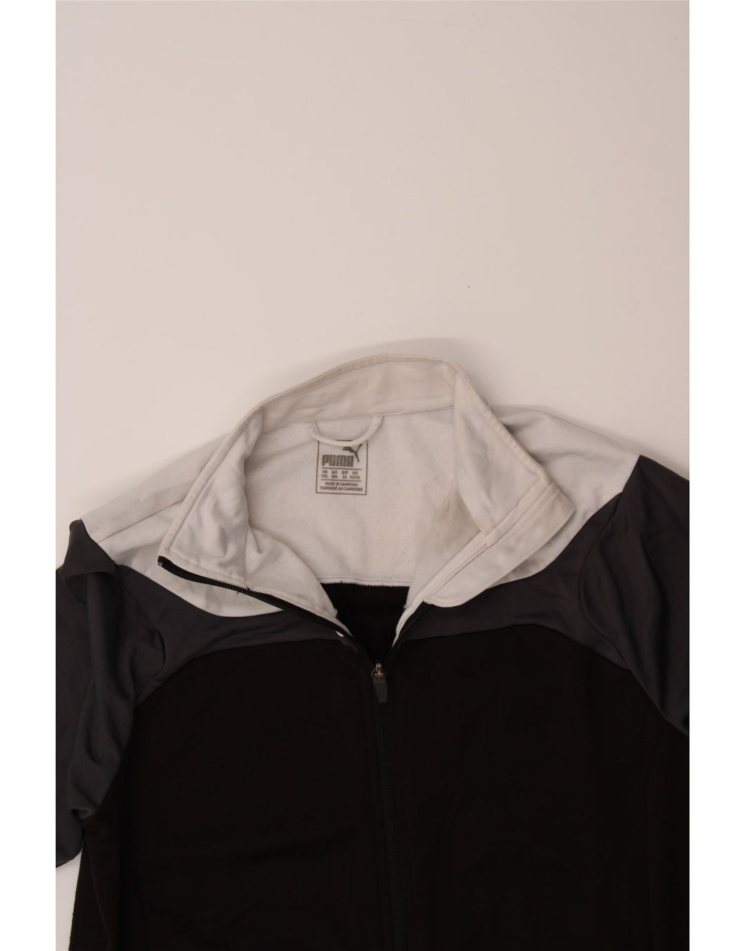 PUMA Boys Tracksuit Top Jacket 13-14 Years XL Black Colourblock Polyester Vintage Puma and Second-Hand Puma from Messina Hembry 