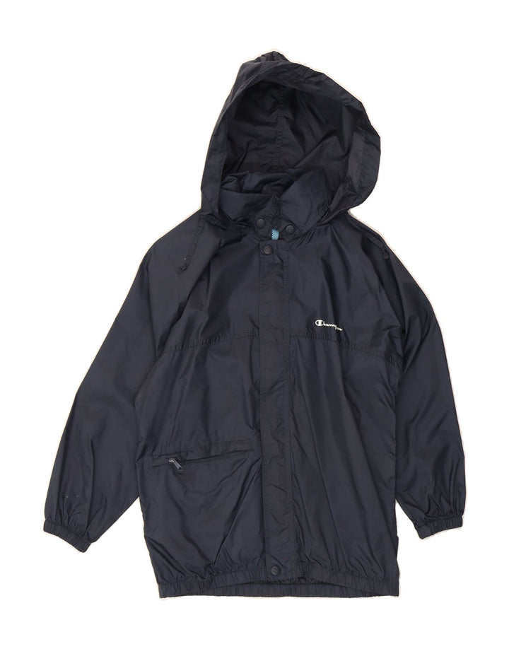 CHAMPION Boys Hooded Rain Jacket 9-10 Years Medium Navy Blue Polyamide Vintage Champion and Second-Hand Champion from Messina Hembry 