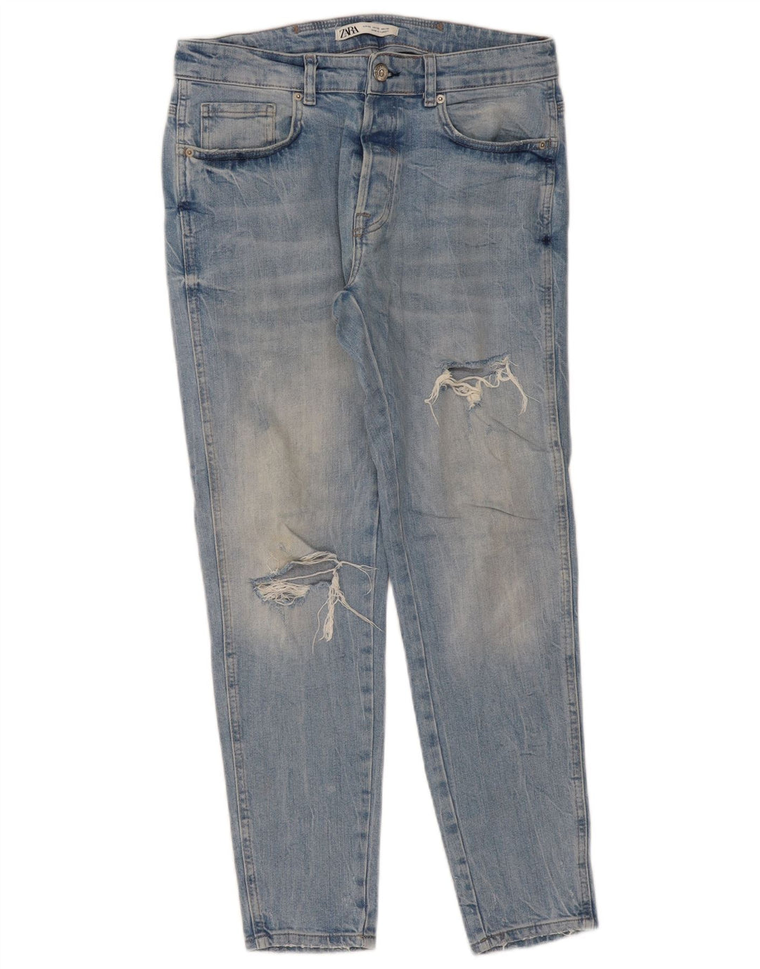 Zara Herren Distressed Slim Jeans EU 42 Large W32 L29 Blau