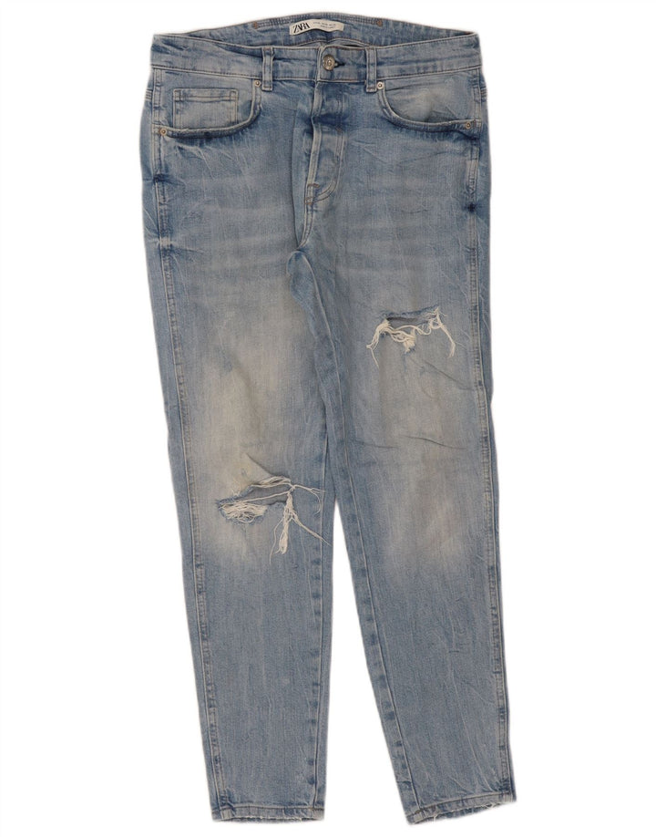 Zara Herren Distressed Slim Jeans EU 42 Large W32 L29 Blau