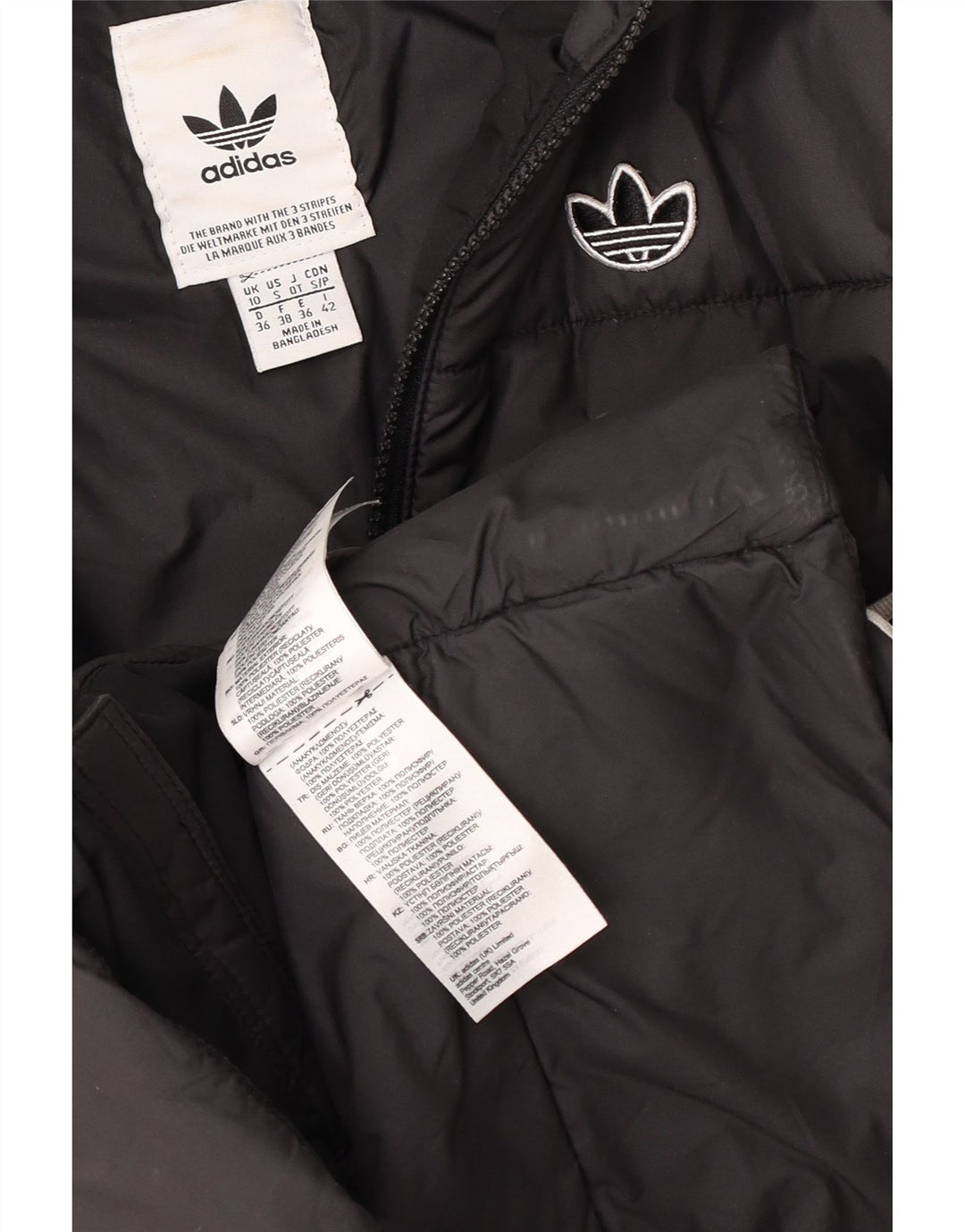 Adidas Damen-Kapuzenjacke, wattiert, Gr. 10, Größe S, Schwarz, Polyester