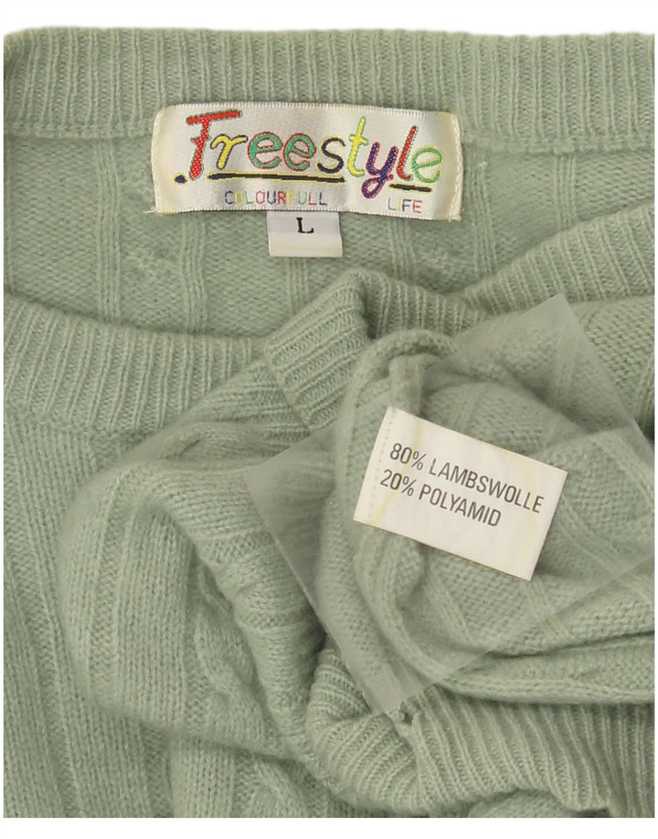 Free Style Herren-Pullover mit Rundhalsausschnitt, Größe L, grüne Wolle