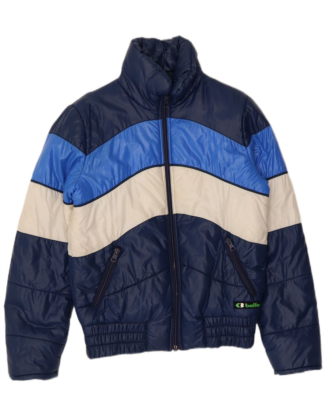 Belfe Herren Wattierte Jacke IT 46 Small Marineblau Colourblock Polyamid