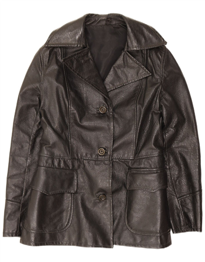 Vintage Damen Lederjacke UK 10 Small Schwarz