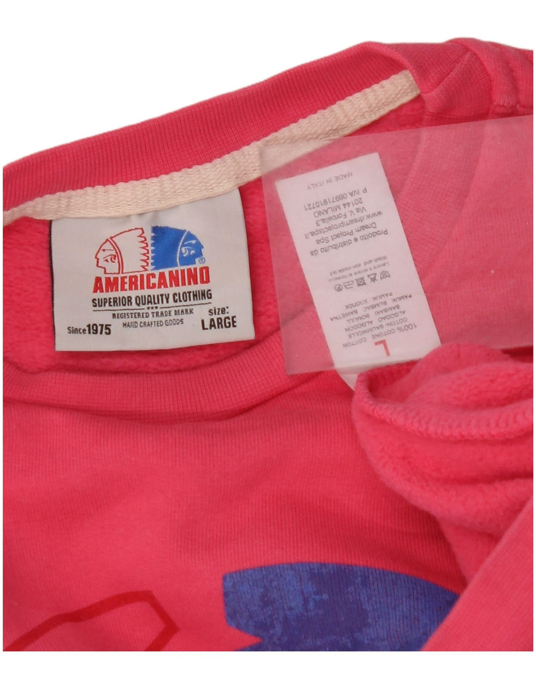 AMERICANINO Damen Grafik-Sweatshirt-Pullover UK 16 Large Rosa Baumwolle