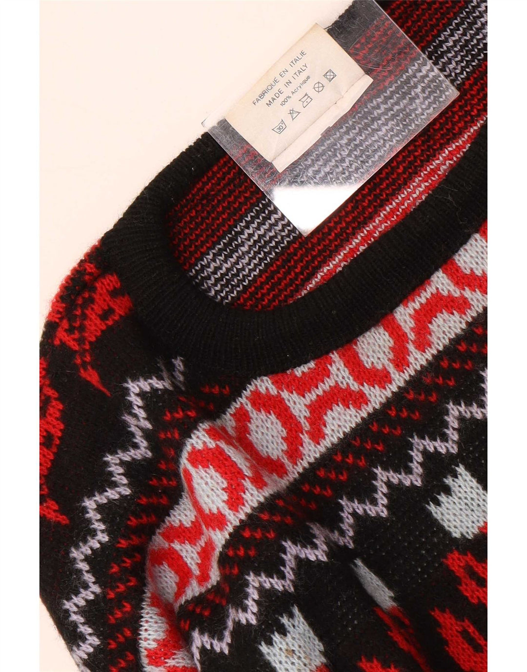Vintage Herren-Pullover mit Rundhalsausschnitt, mittelgroß, mehrfarbig, Blumenmuster, Acryl